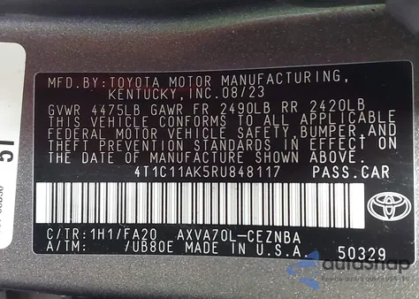 2024 Toyota Camry Le z USA, uszkodzony, nr VIN 4T1C11AK5RU848117